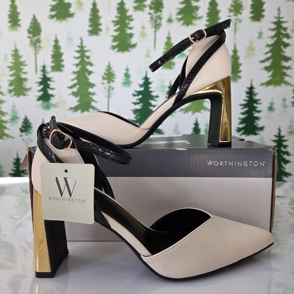 Worthington Lambert Pointed Closed Toe Flared Heel Pumps
